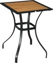 Outsunny 28" Outdoor Bar Table, Faux Wood Patio Furniture, Square Wood-Like Patio Table with Water Safe Design for Deck, Backyard, Lawn, Brown