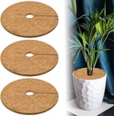 ZeeDix 3 Pack Coconut Fiber Mulch Ring, 24 Inch Coco Coir Tree Ring Mulch Mat, 100% Natural Tree Protector Mat Plant Cover Ring Coconut Coir Discs Tree Mats Mulch Rings for Indoor Outdoor Trees Plants