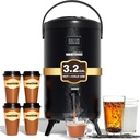 WantJoin Insulated Beverage Dispenser - Thermal 12L/3.2Gal Stainless Steel Hot & Cold Drink Dispenser with Spigot for Tea, Coffee, Milk, Water & Juice (Black)